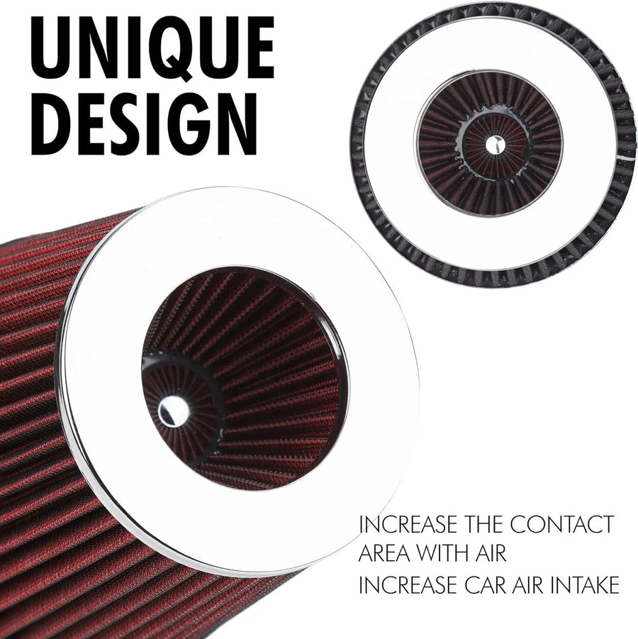 3" Red 76mm Dry Air Filter Inlet Cold Air Intake Cone Quality