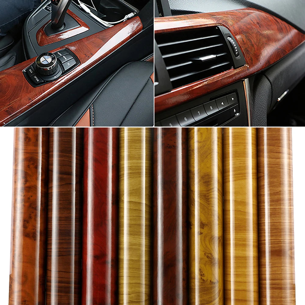 Glossy Wood-Grain Vinyl Wrap Film – 30 × 100 cm