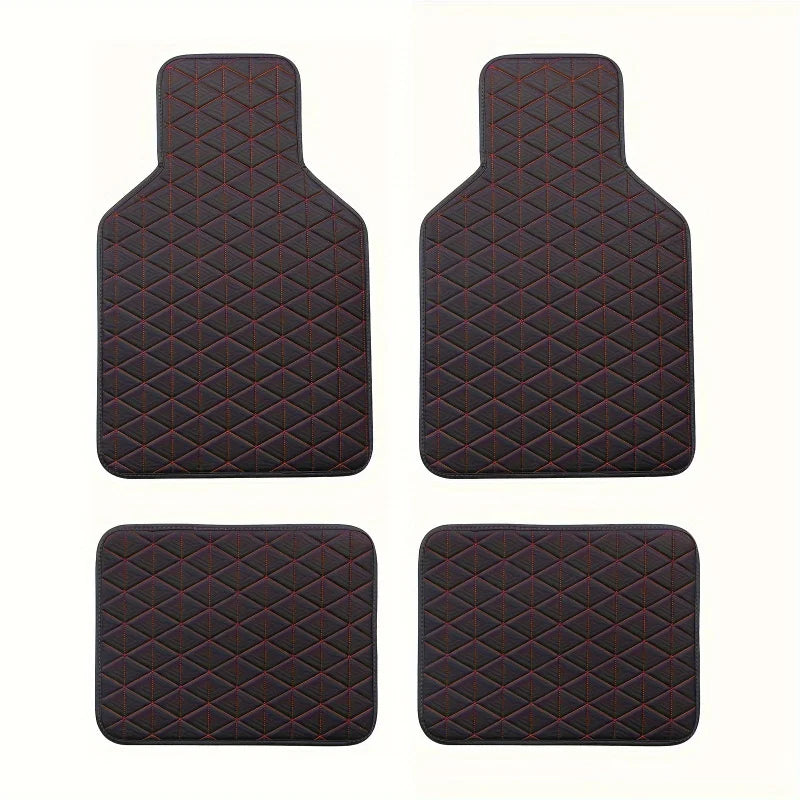 4-Piece Waterproof PU Leather Car Floor Mat Set