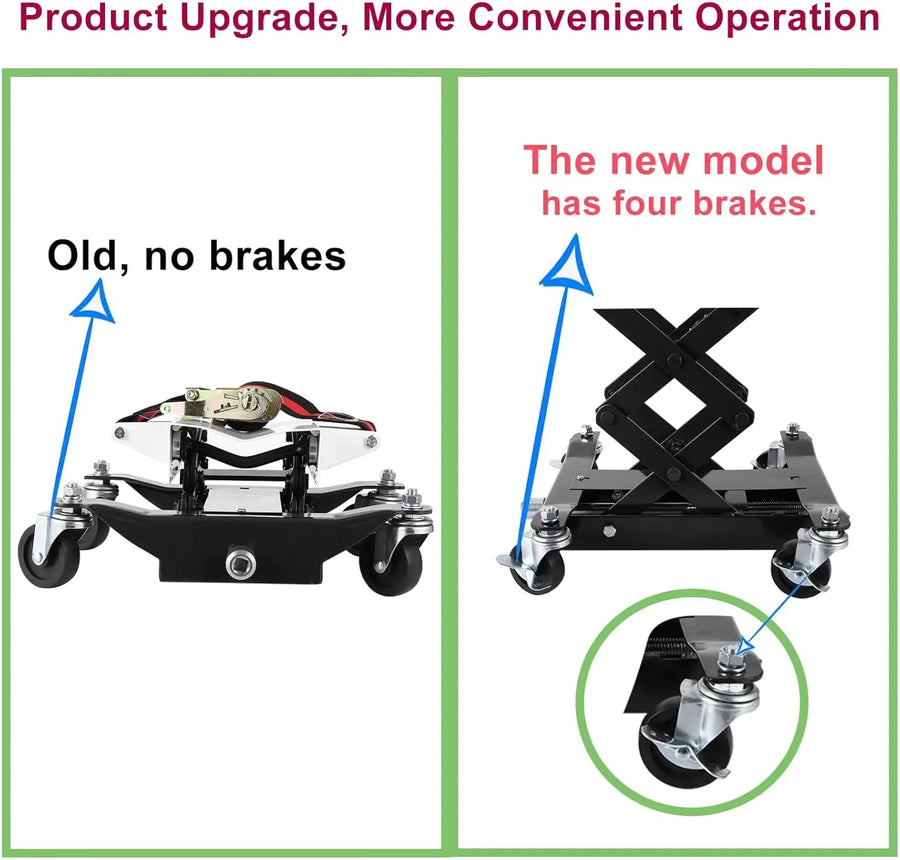 450 lbs Low Profile Transmission Jack with Safety Straps Auto Repair 2007-2023" Lift with 2m Safety Straps& 4 Brake Wheels, Black