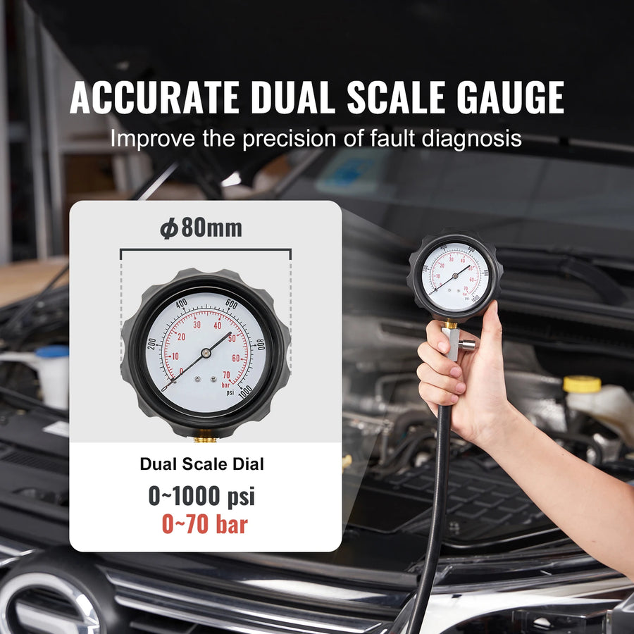 18-Piece Engine Compression Tester Kit for Gasoline or Diesel Engines