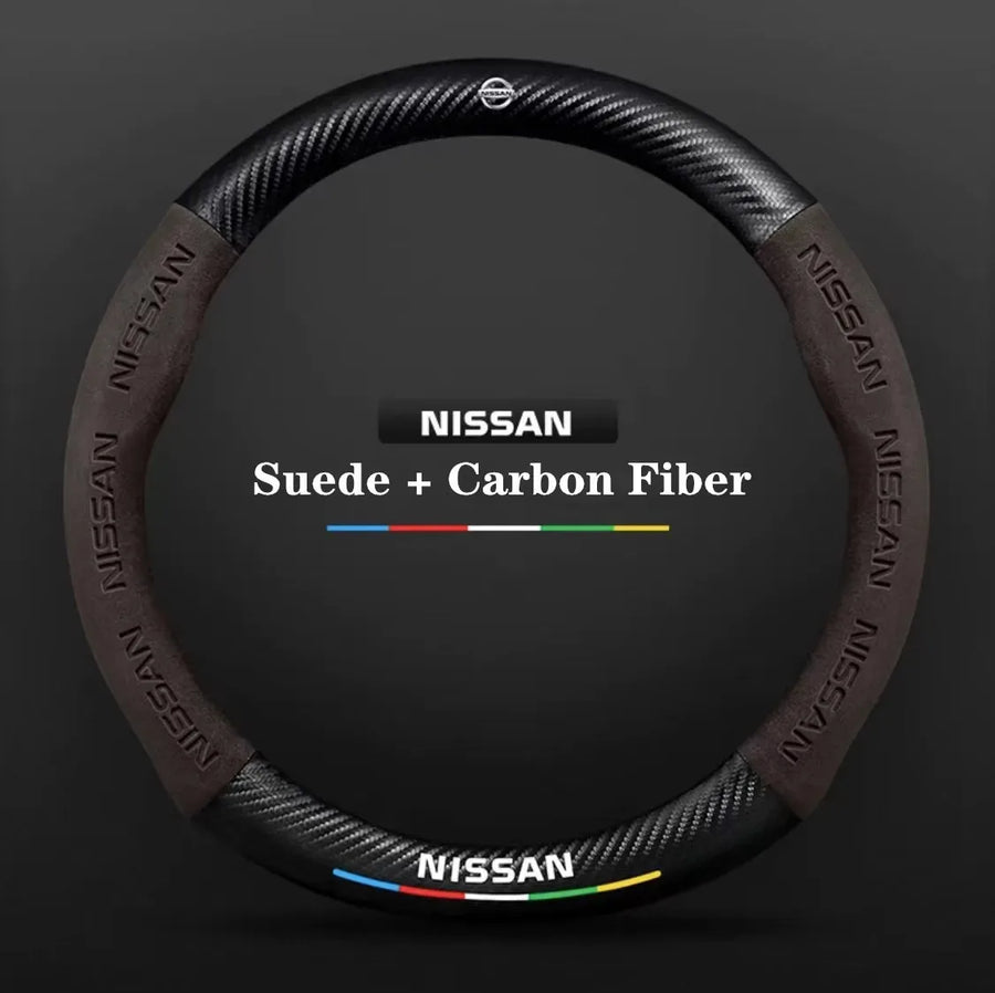 Carbon-Fiber-Style Steering Wheel Cover for Nissan – 37–38 cm