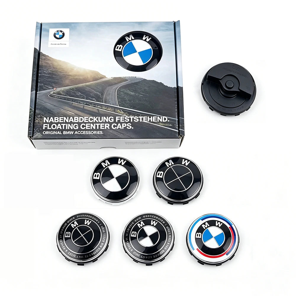 4-Piece 56mm 68mm Floating Wheel Center Caps for BMW E36 E46 E90 E39 E60 F10 F30 X3 X5 X6 G20 G30 M3