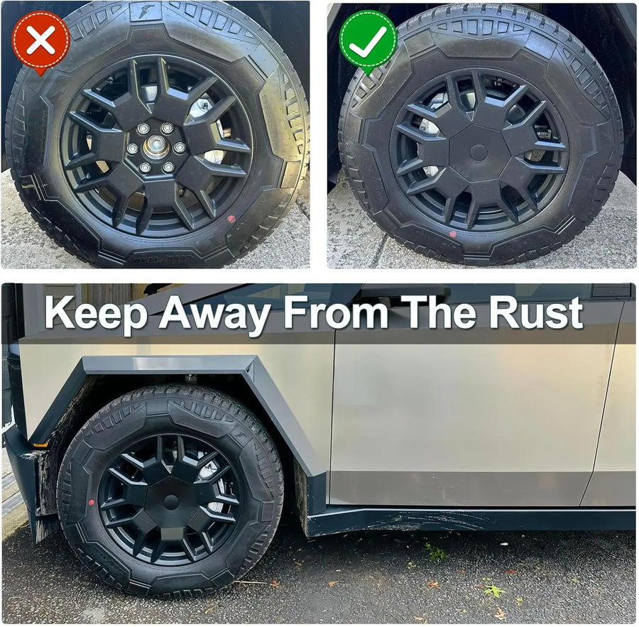 4-Piece Full Coverage Wheel Center Caps for Tesla Cybertruck Rust Resistant Removable ABS Hub