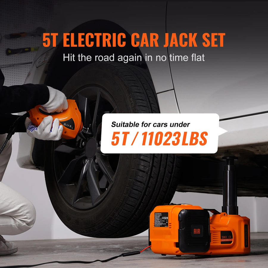 5-Ton 12V Electric Hydraulic Jack Kit with Impact Wrench