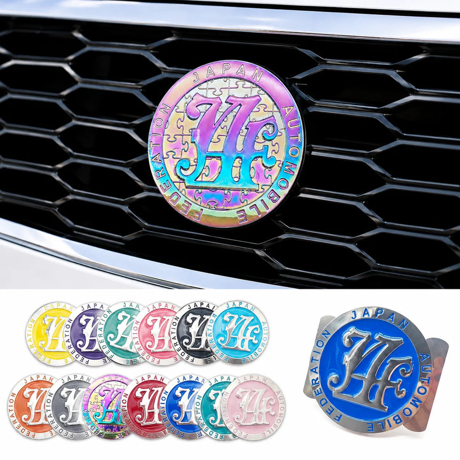 JAF-Style 82 mm Metal Grille Badge - Multiple Colors
