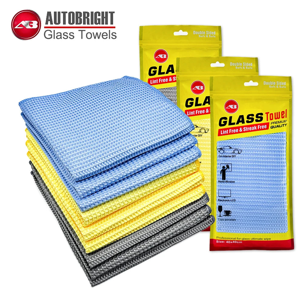 40 x 40 cm Waffle Microfiber Glass Towels - Multi-Pack