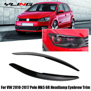 Gloss Black Headlight Eyebrow Trim Set for 2010–2017 Volkswagen Polo