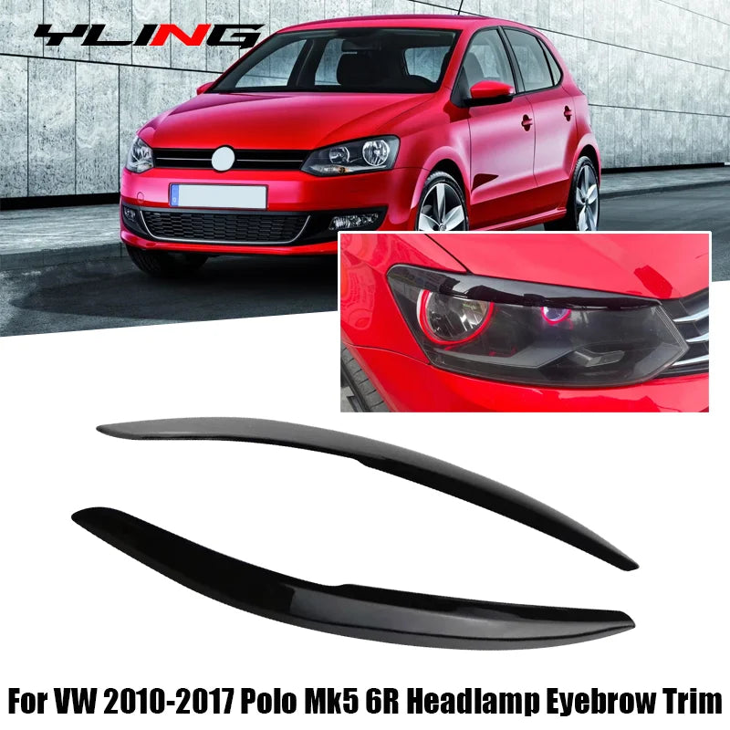 Gloss Black Headlight Eyebrow Trim Set for 2010–2017 Volkswagen Polo