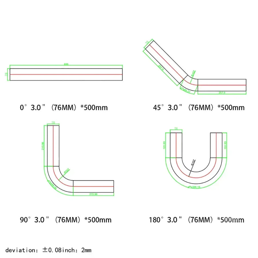 Universal Aluminum Air Intake Pipe – 2, 2.5 or 3 Inch