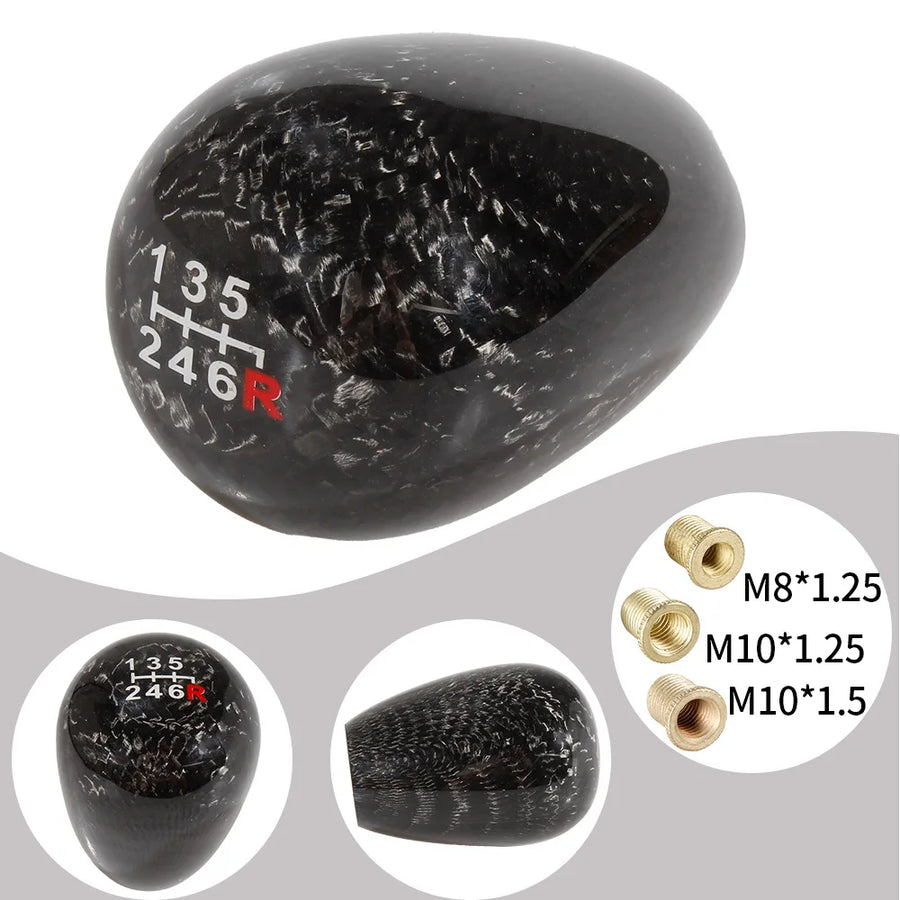 Universal Carbon-Fiber-style Oval 5-Speed Manual Gear Shift Knob