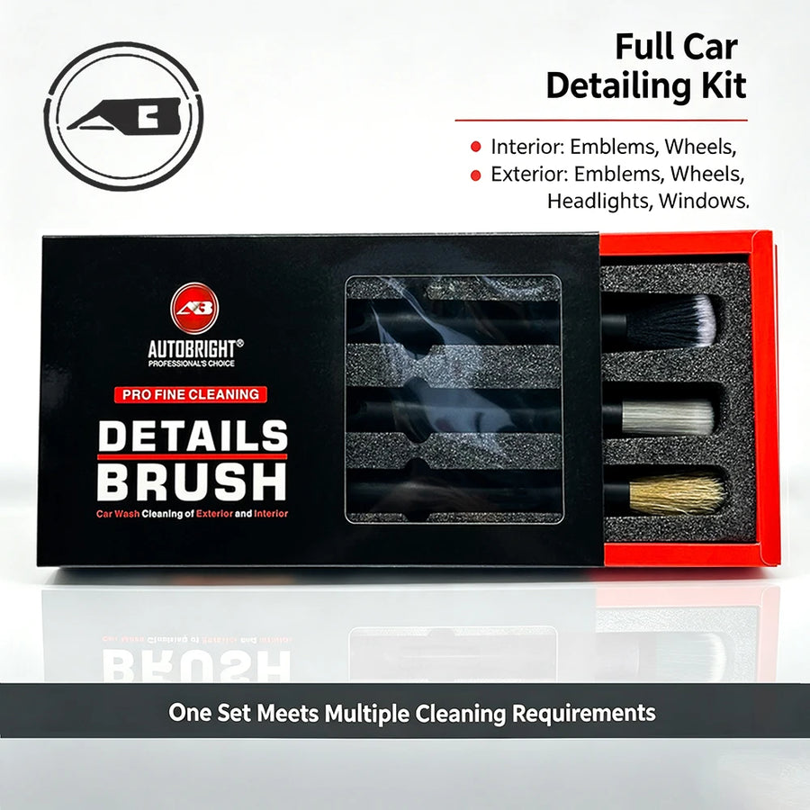 3-Piece Detailing Brush Set for Vents, Trim & Wheels