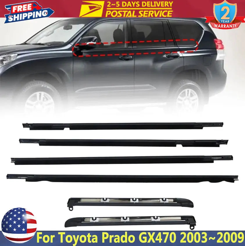 6-Piece Toyota Prado/Lexus GX470 Door Belt Moulding Set – 2003–2009