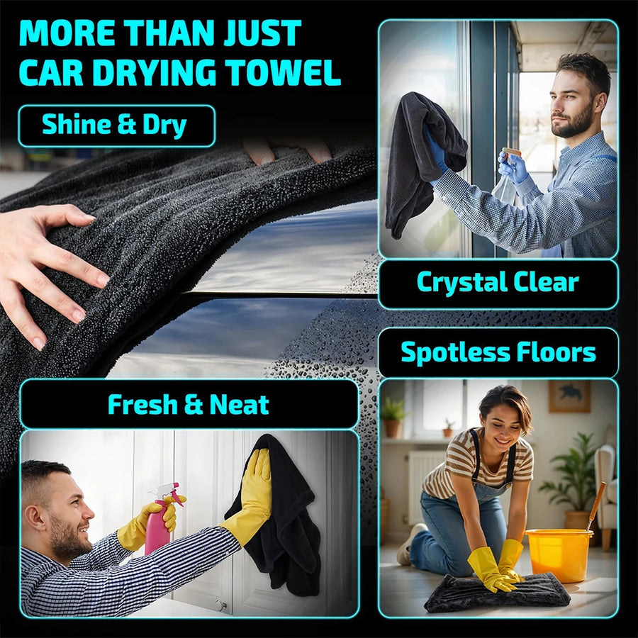 1300 GSM Grey Microfiber Drying Towel, Three Size Options