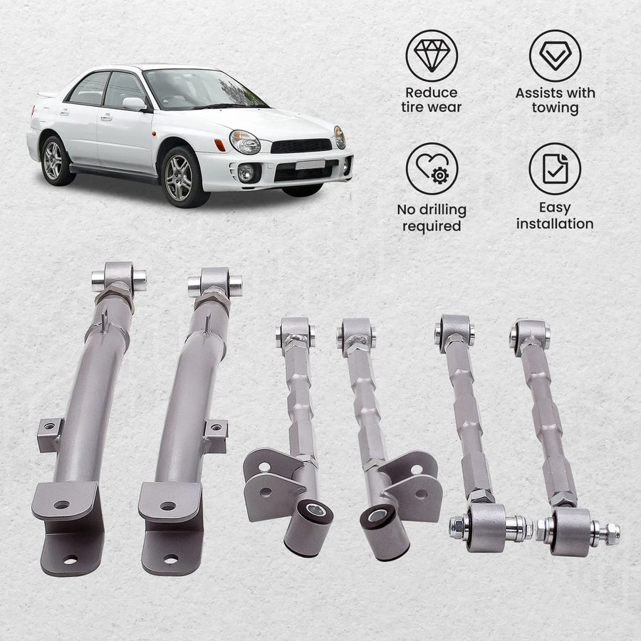 Rear Full Adjustable Lateral Link Traling Arm 6 Link Kit for Subaru Impreza Wrx Rear Suspension Adjustable for Sti Gda 2002-2007