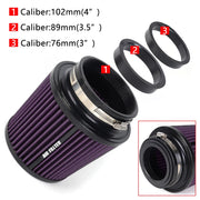 Universal High-Flow Cone Air Filter, 3/3.5/4-Inch