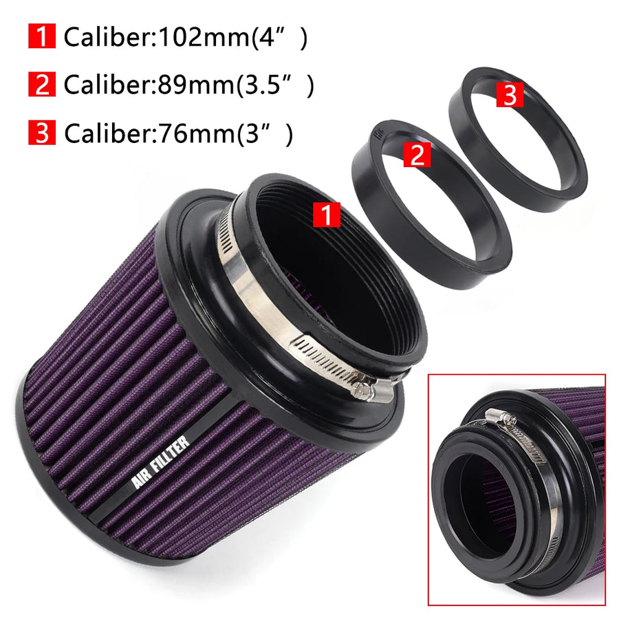Intake Air Filter for-3" 3.5" 4" Universal Three Sizes Race Car High Flow Cold Air Intake Air Filter Conical Washable Air Filters