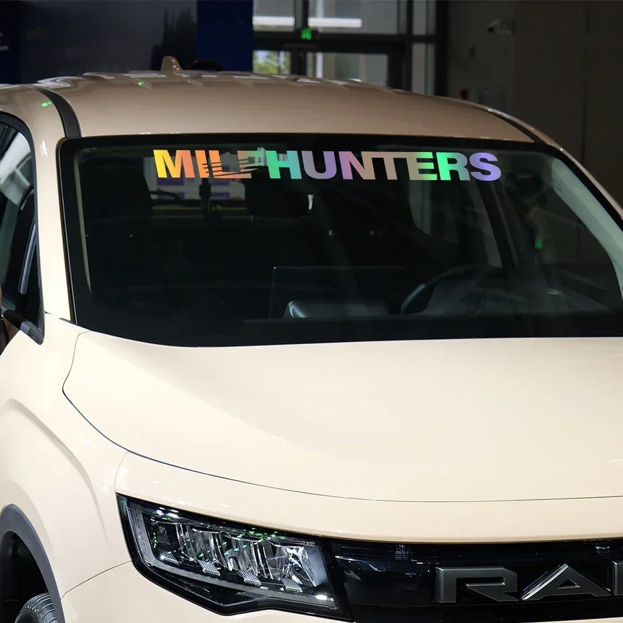 “MILF Hunters” Windshield Vinyl Decal – 100 × 9 cm