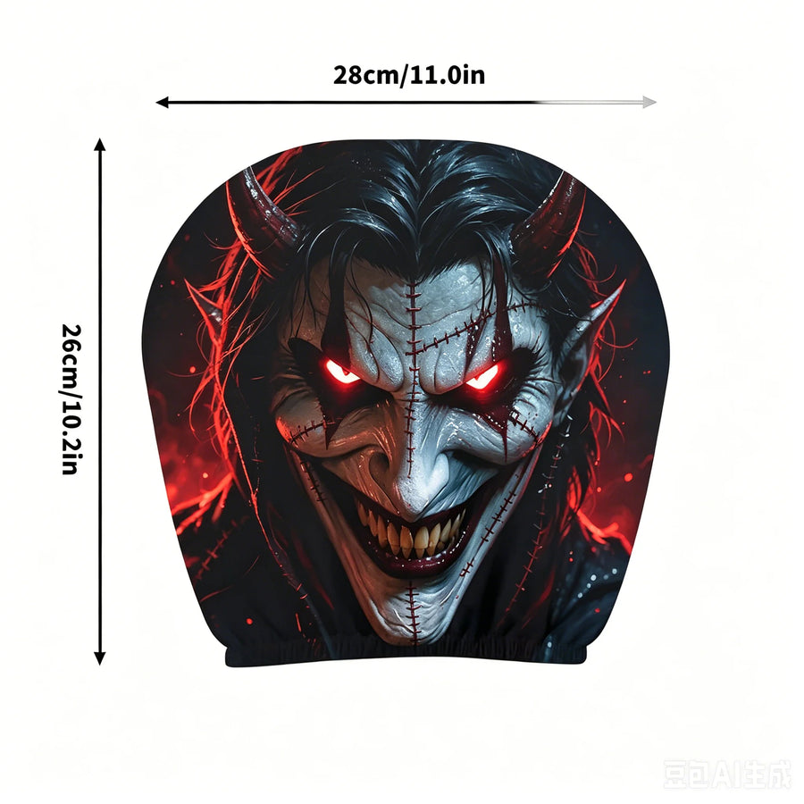 2-Piece Dark Clown Car Headrest Covers – Universal Horror Decor