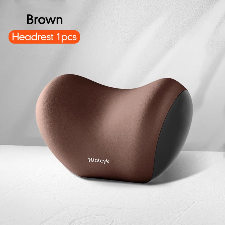 Universal Memory-Foam Car Neck Pillow and Lumbar Support Cushion Set
