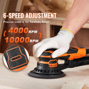 350W 6-Inch Brushless Random Orbital Sander – 4,000–10,000 RPM