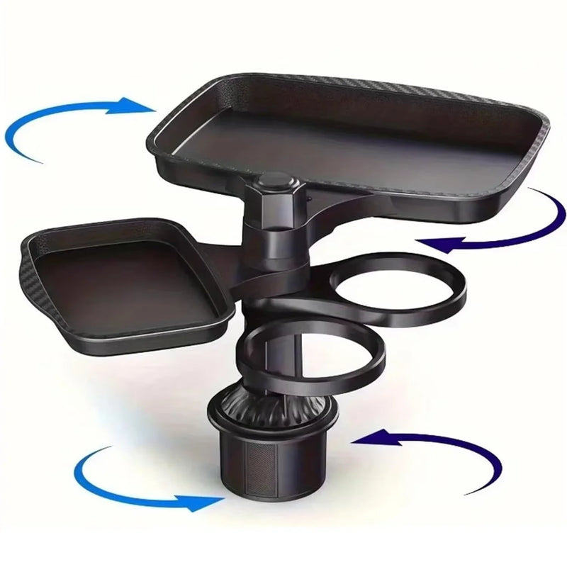 3-in-1 Detachable Car Cup Holder Tray With 360° Rotating Food Table