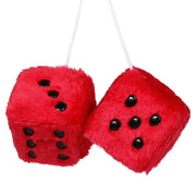 Pair of Retro Plush Fuzzy Dice Rearview Mirror Ornaments
