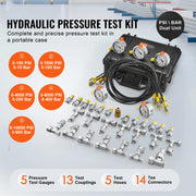 Hydraulic Pressure Test Gauge Kit for Excavators, Tractors and Machinery