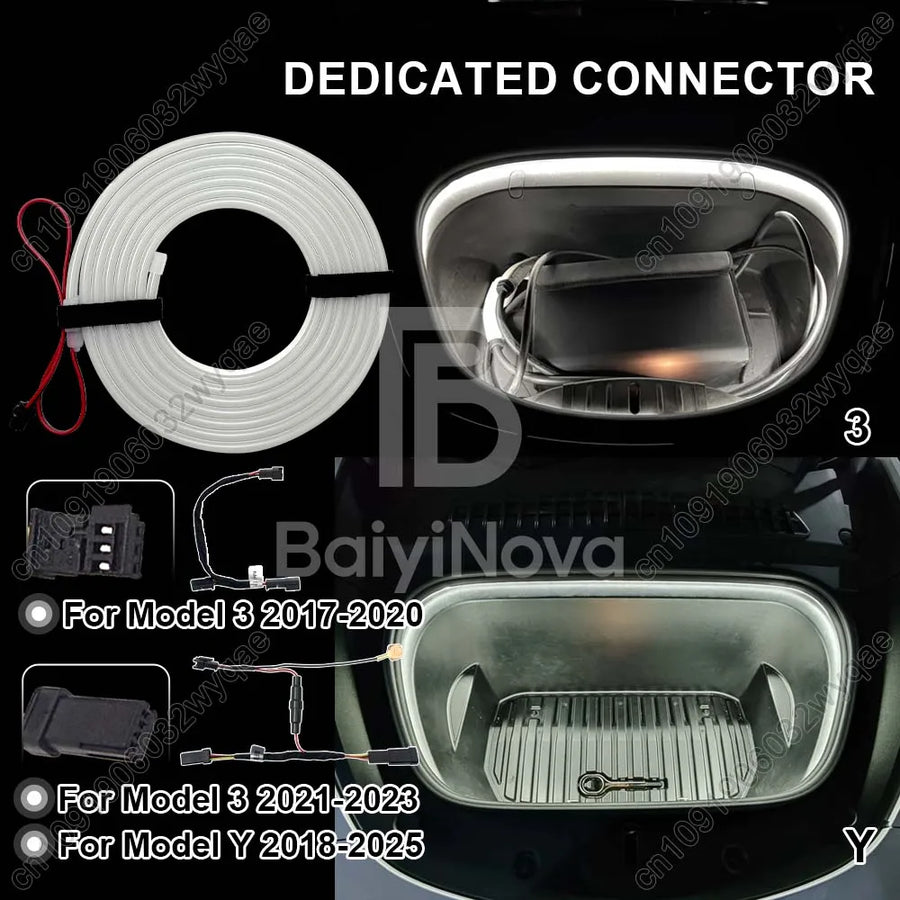 LED Front Trunk Ambient Light Strip for Tesla Model 3 and Model Y 2021–2025