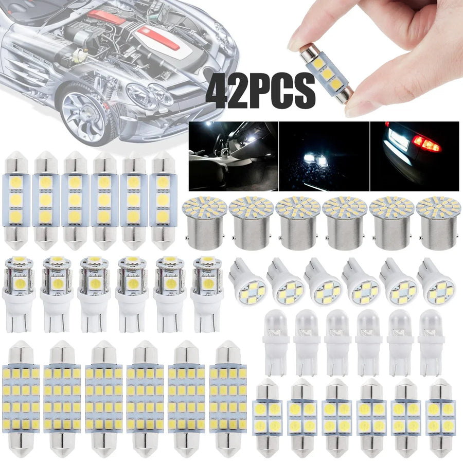 42-Piece T10 Interior and License Plate LED Bulb Kit – 6000K