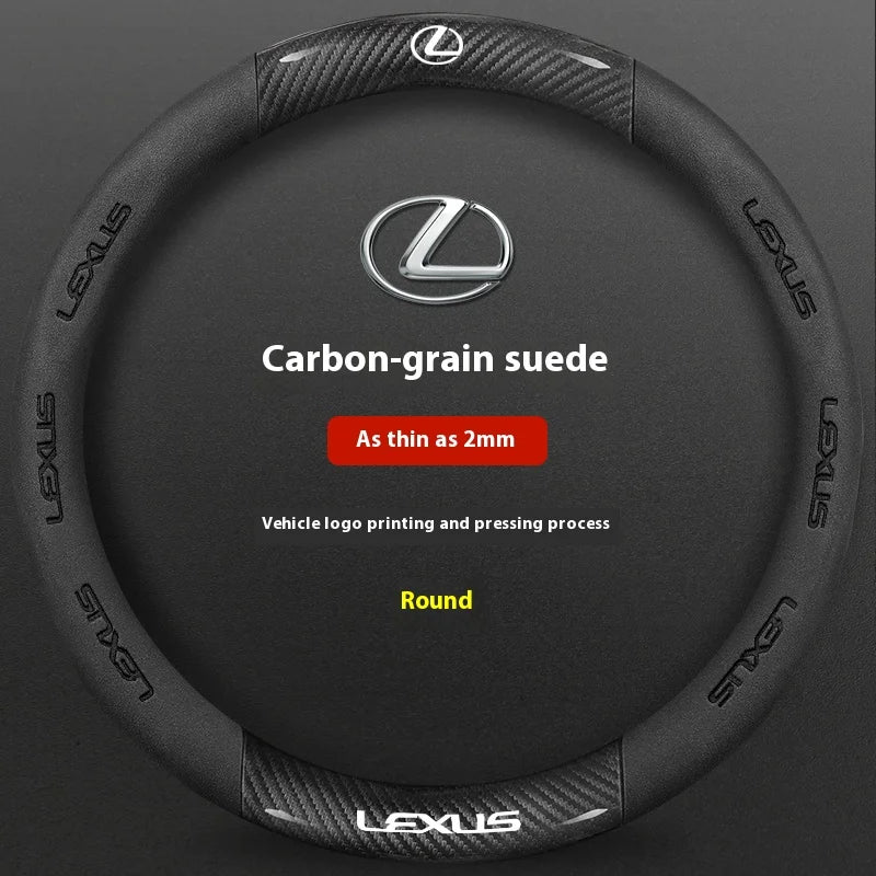 Suede Leather and Carbon Fiber-Look Steering Wheel Cover for Lexus Vehicles