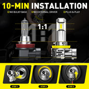 2-Piece H11 LED Headlight Bulb – 6500K, Compact
