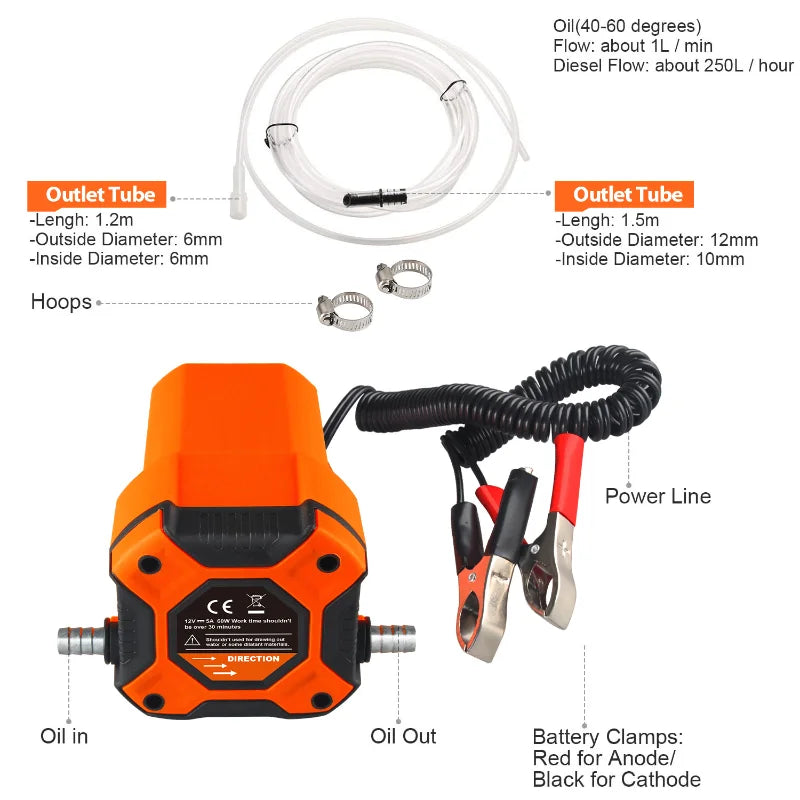 12V 60W Electric Engine Oil and Diesel Transfer Pump