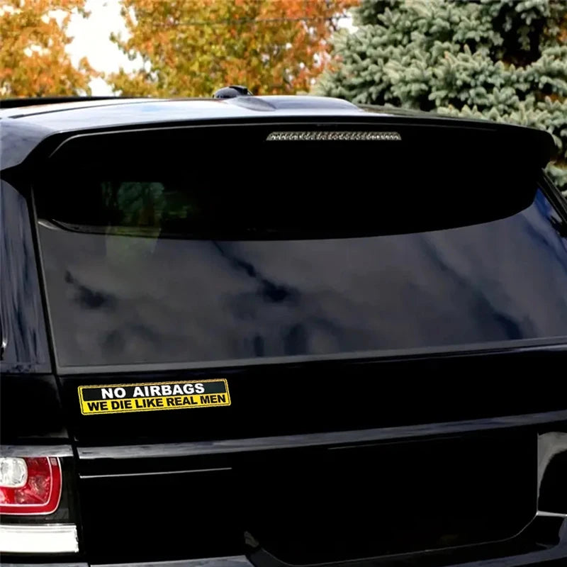 2-Piece “No Airbags, We Die Like Real Men” Car Decal Set