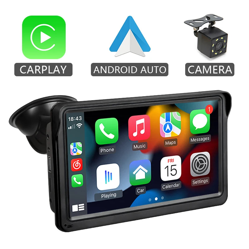 7-Inch Portable Wireless CarPlay and Android Auto Display