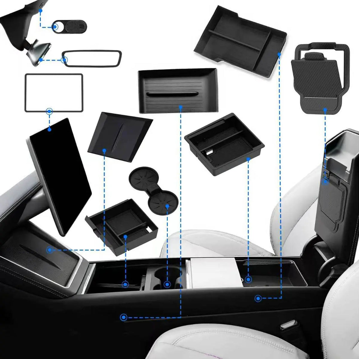 Interior Organizer Set for 2025–2026 Tesla Model Y Juniper – 10 Pieces