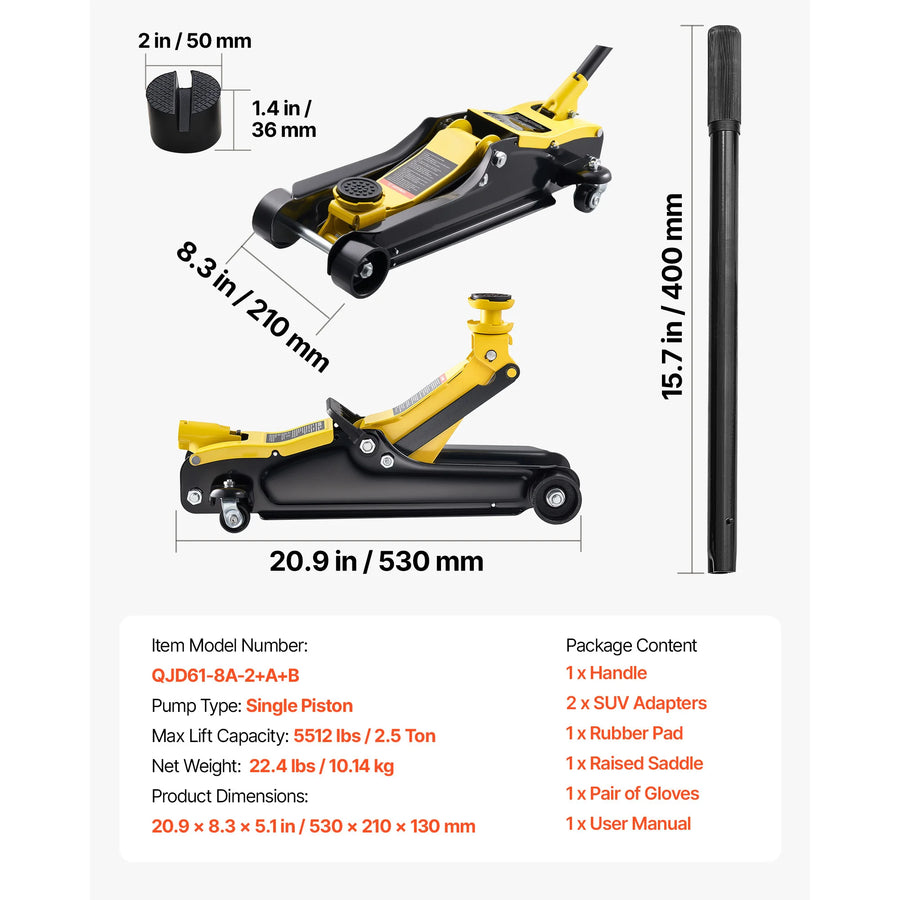 Low-Profile Hydraulic Floor Jack – Multiple Capacity Options