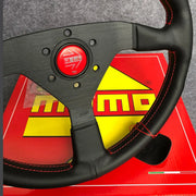 MonteCarlo V1 350mm/14'' Leather Thickened Flat Spoke Sport Volante Steering Wheel