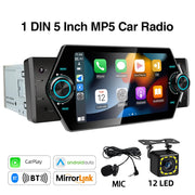 5-Inch 1-DIN CarPlay and Android Auto Touchscreen Car Stereo