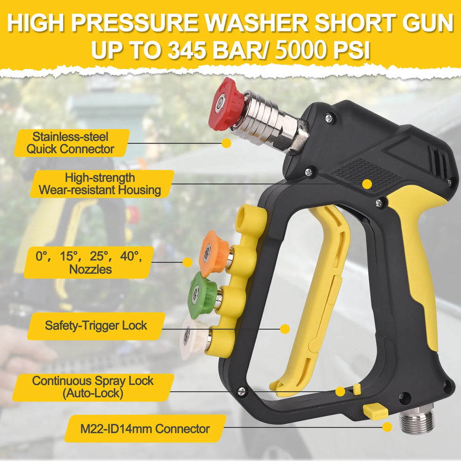 5,000 PSI Short Pressure Washer Gun – M22-14 mm