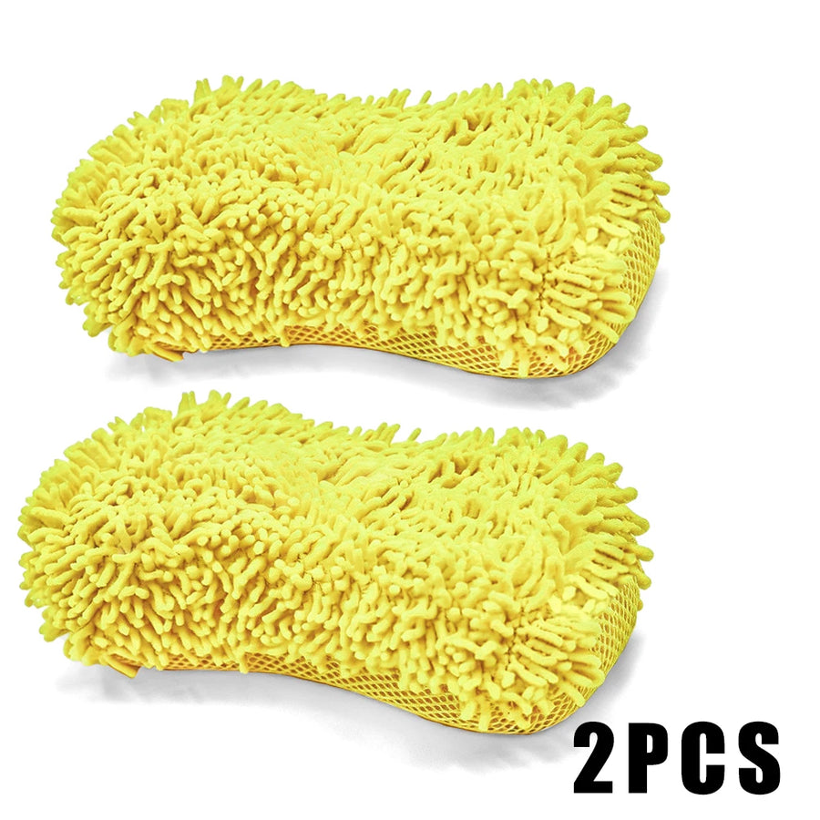 Chenille Microfiber Car Wash Sponges - 2-Pack, 23 x 13 cm