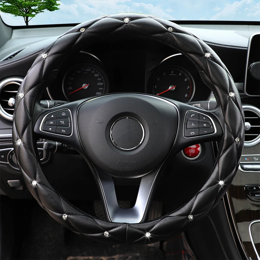 Steering Wheel Cover – diamond-look, 15 inches