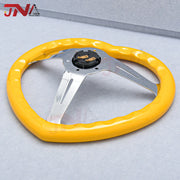 Yellow Heart Shape Racing Sports Car Steering Wheel JDM Style Aftermarket Steering Wheel