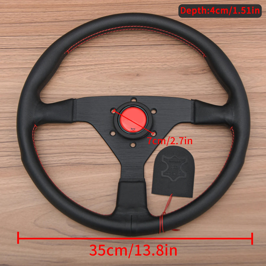 Universal 14-inch Monte Carlo Style Leather Sport Steering Wheel