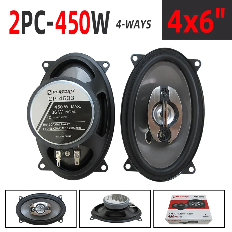 4x6-Inch 900W 4-Way Coaxial Car Speakers