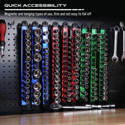 9-Piece Magnetic Socket Organizer Tray Set for 1/4, 3/8 and 1/2 Inch Drives