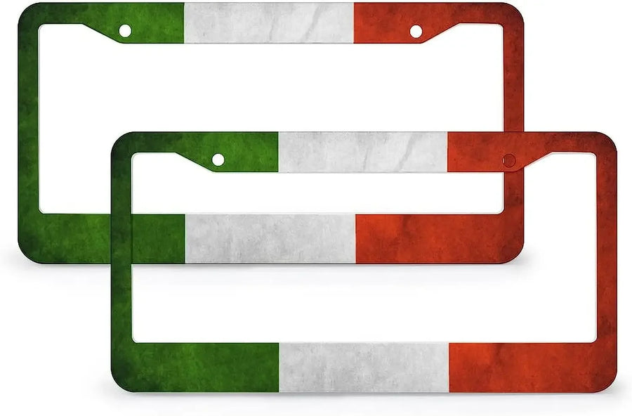 2-Piece Italian Flag Aluminum License Plate Frame Set