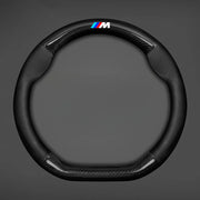 Anti-Slip Carbon Fiber Leather Steering Wheel Cover for BMW Vehicles