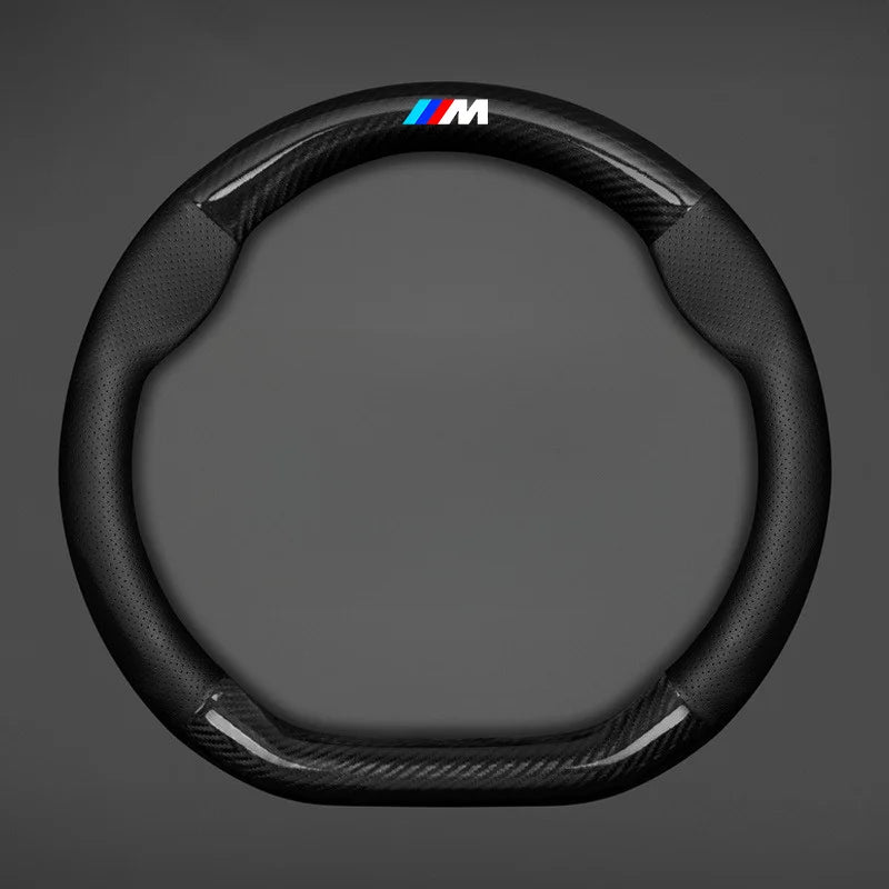 Anti-Slip Carbon Fiber Leather Steering Wheel Cover for BMW Vehicles