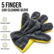 Five-Finger Microfiber Car Wash Glove, Yellow
